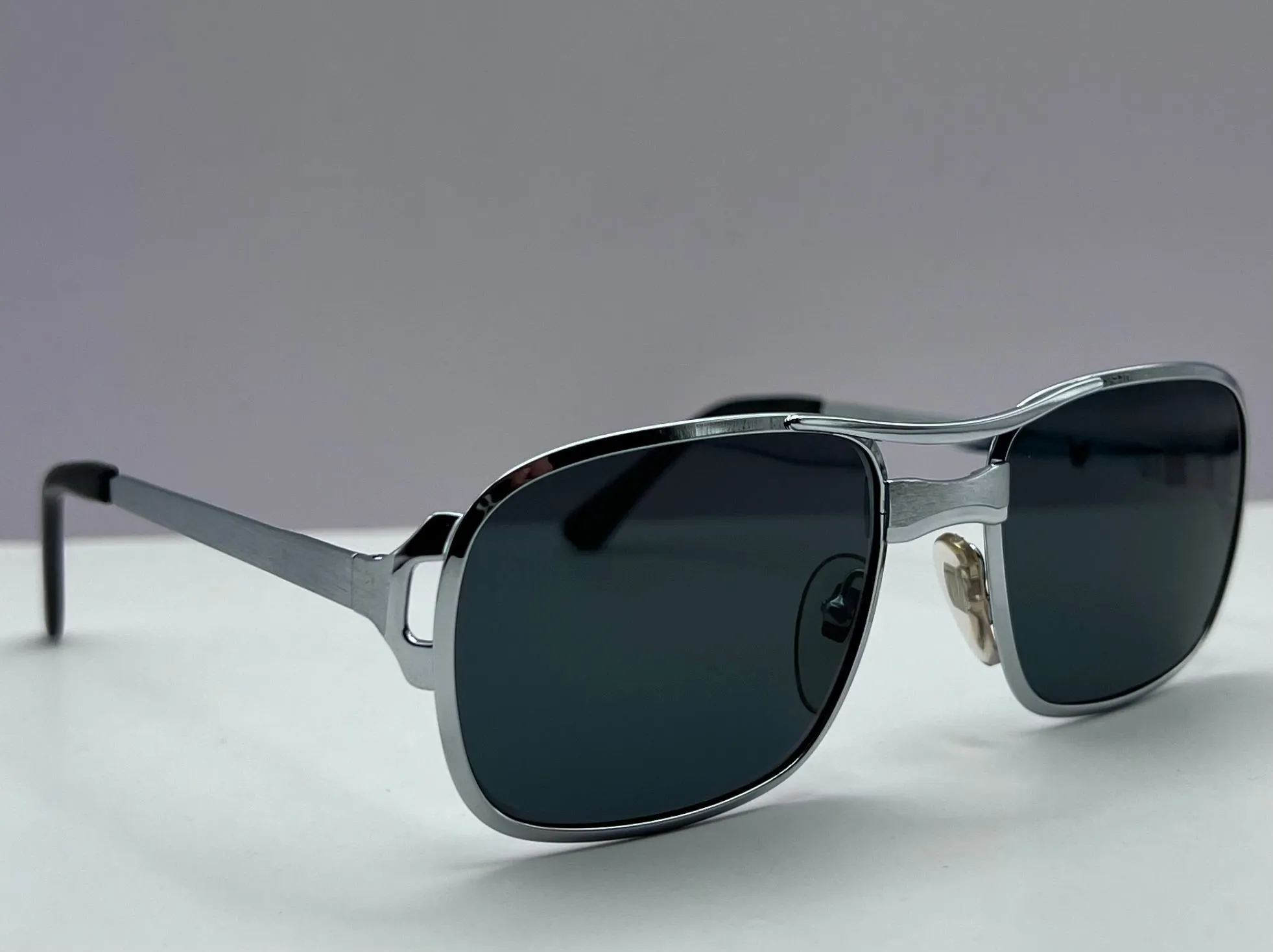 Vintage COTTET FRAMES Model:39501-NEW/OLD STOCK-  Fashioned with Brand New “Berkos Designs” Custom Solid Grey/Blue Lenses