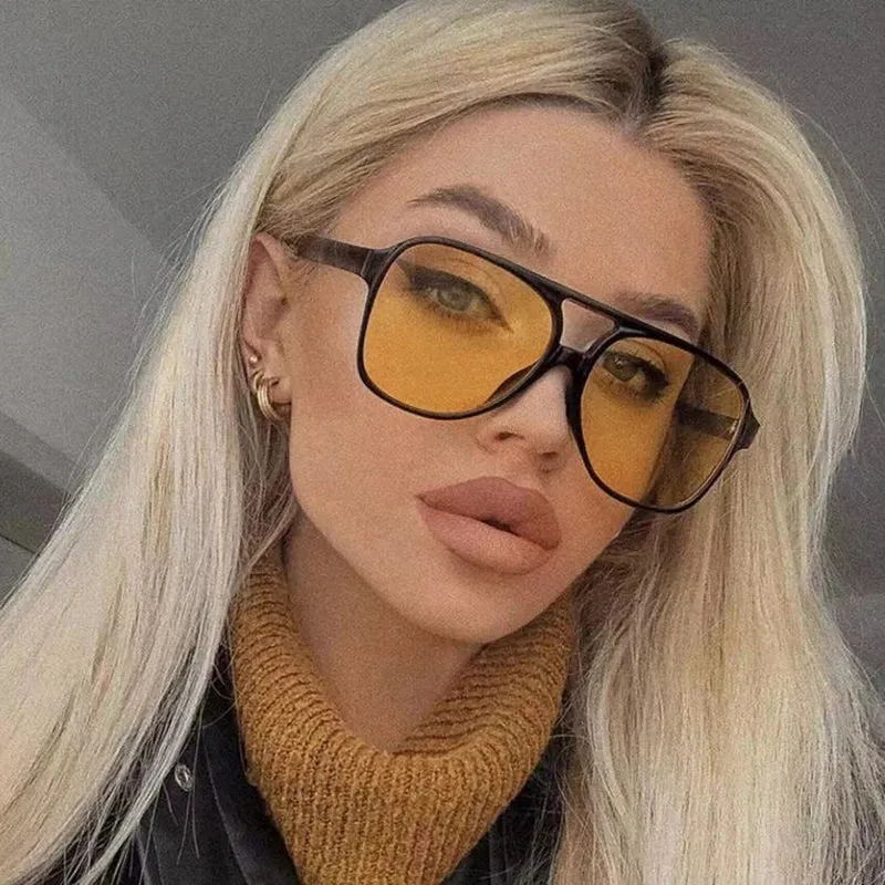 Vintage Double Bridge Square Women Sunglasses