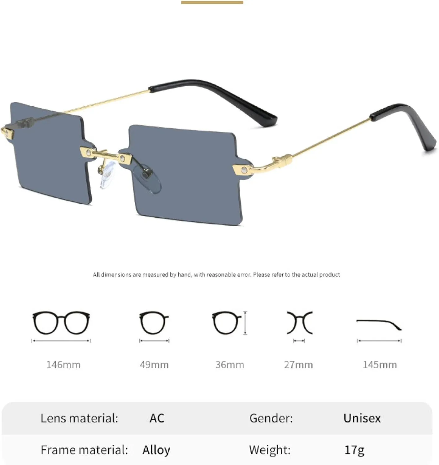 Vintage Fashion Rimless Sunglasses Women Men Trend Metal Punk Eyeglasses Summer Traveling Sun Glasses Uv400