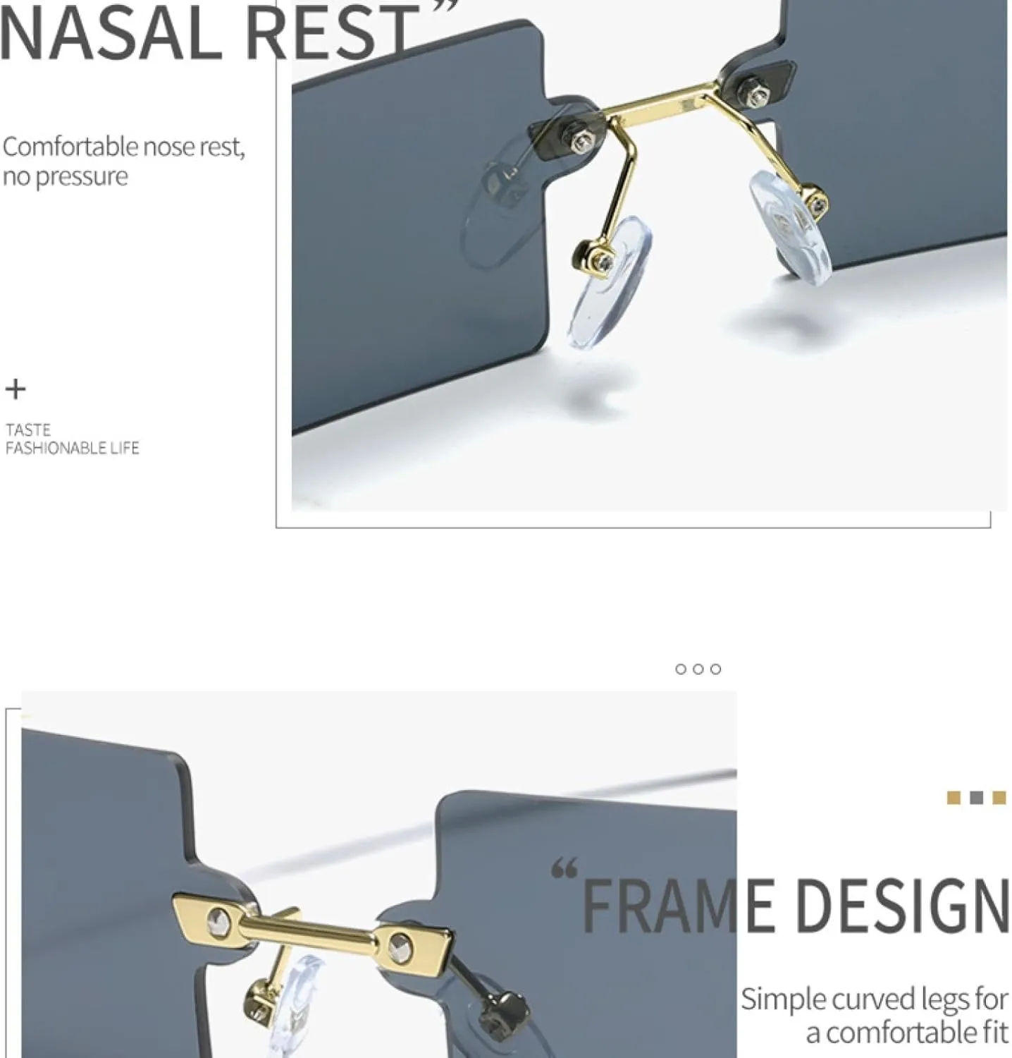 Vintage Fashion Rimless Sunglasses Women Men Trend Metal Punk Eyeglasses Summer Traveling Sun Glasses Uv400
