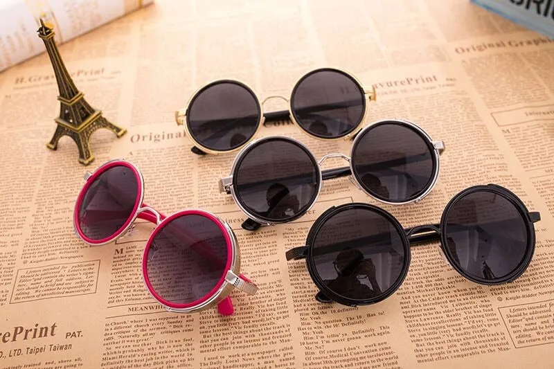 Vintage Fashion Round Metal Frame Gothic Steampunk Unisex Sunglasses