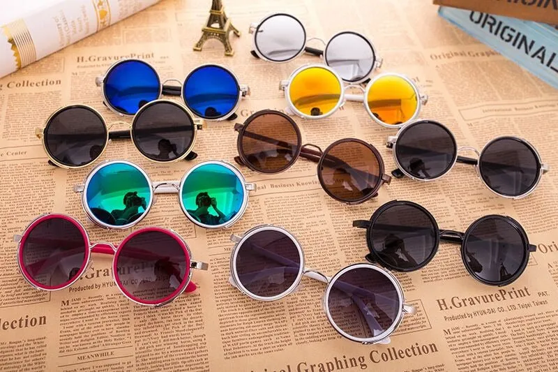 Vintage Fashion Round Metal Frame Gothic Steampunk Unisex Sunglasses