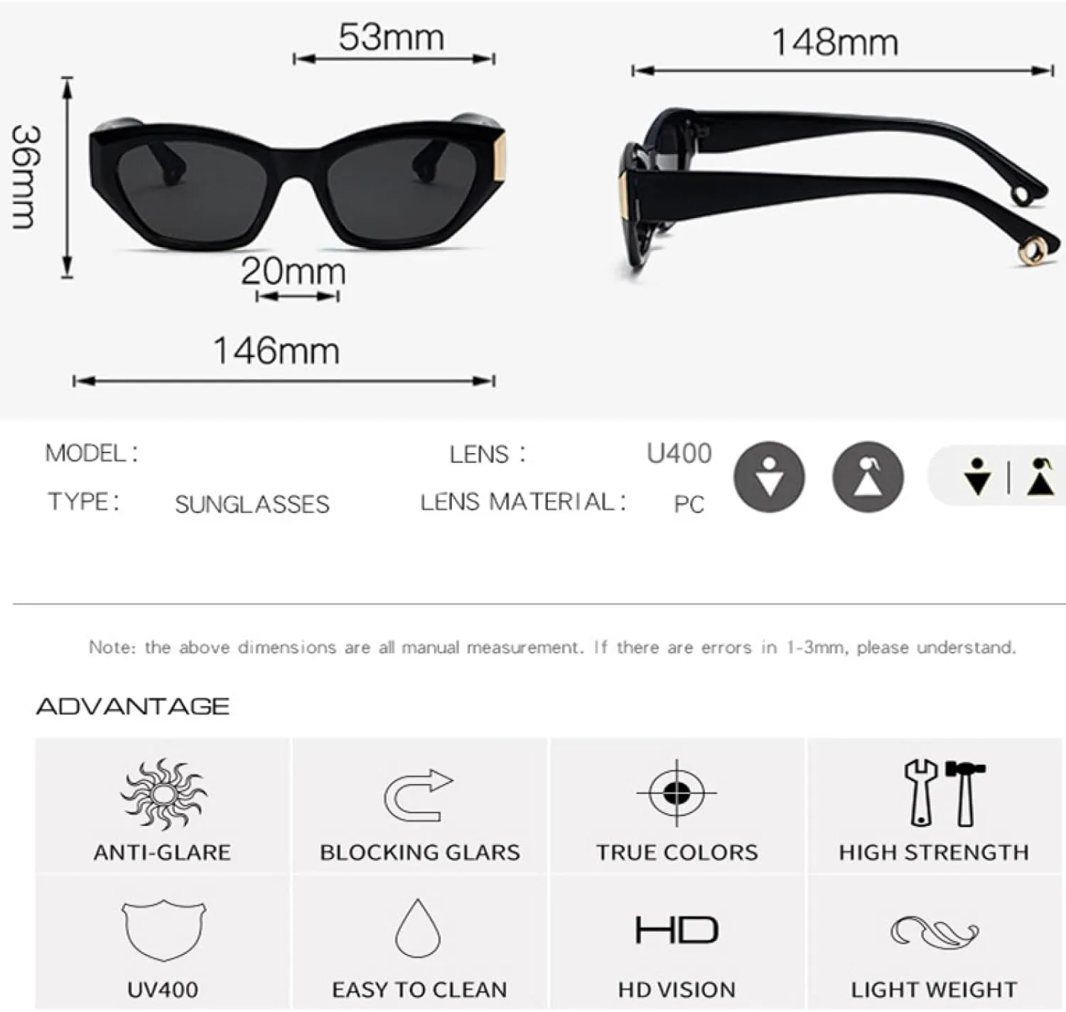 Vintage Frame Sunglasses Fashion Retro Sun Glasses Female Luxury Uv400 Shades Eyewear Men
