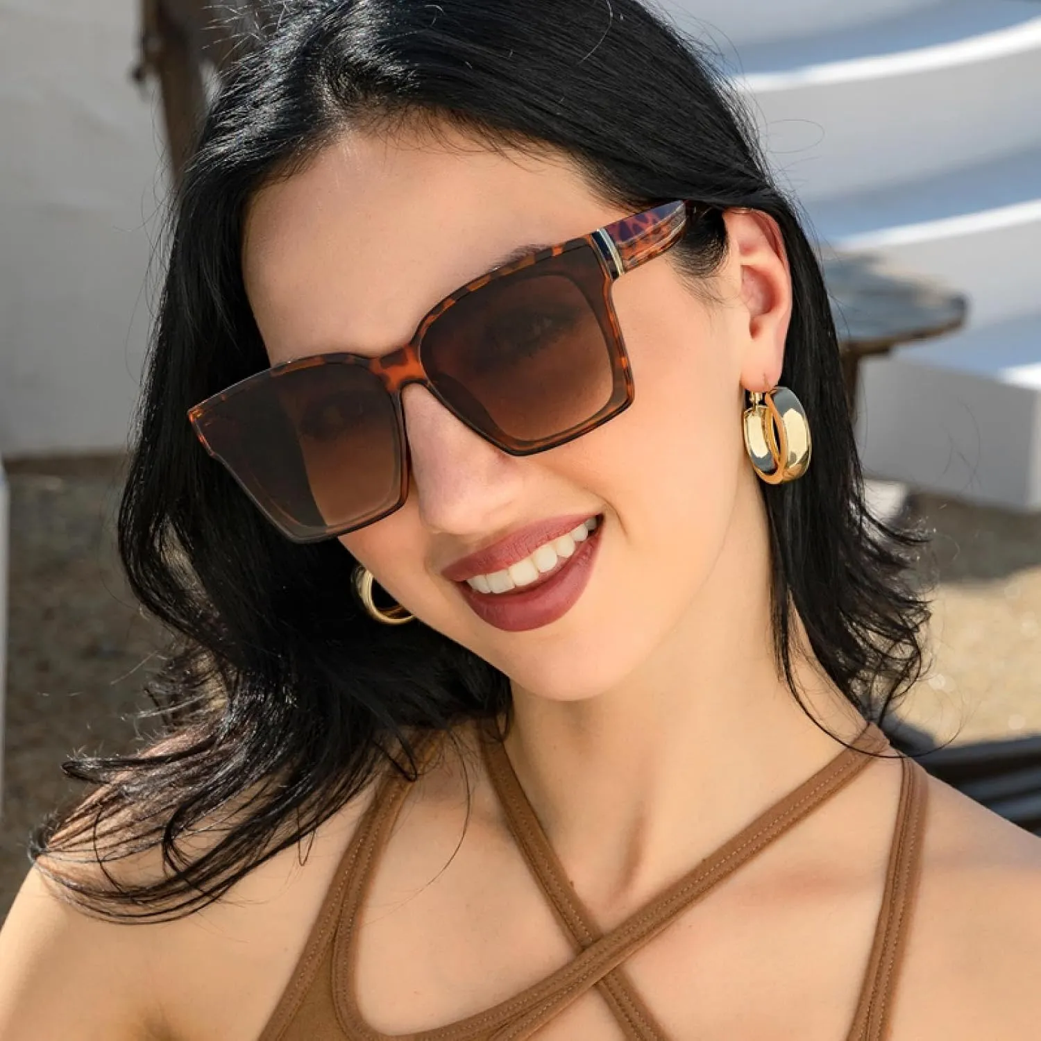 Vintage Oversize Sunglasses Women Retro Gradient Eyewear Men Fashion Glasses Shades Uv400