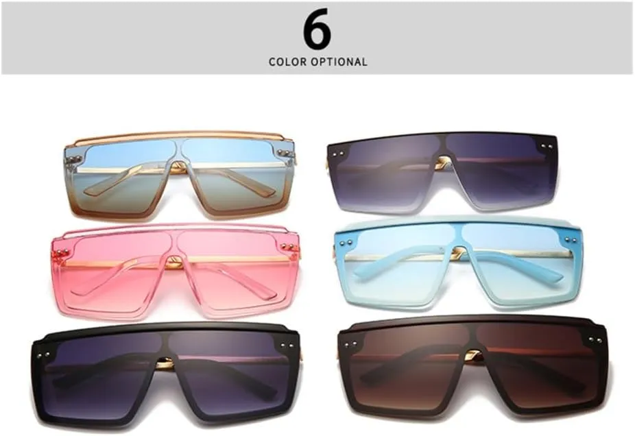 Vintage Oversized Sunglasses Women Men Big Frame Flat Top Sun Glasses Shades Uv400