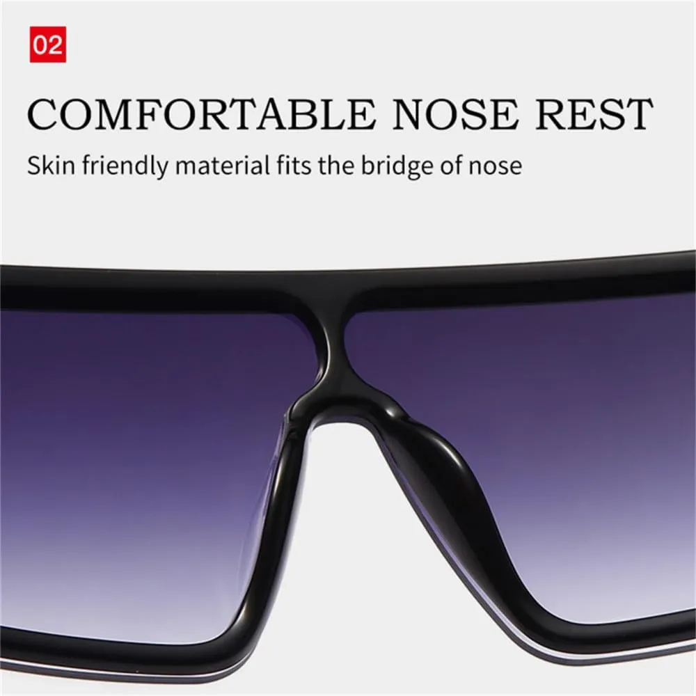 Vintage Oversized Sunglasses Women Men Big Frame Flat Top Sun Glasses Shades Uv400