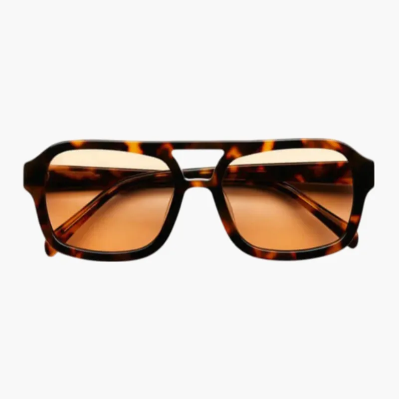 Vintage Pilot Sunglasses with Cinnamon Tinted Lenses - 100% UV Protection and Lightweight Acetate Frame