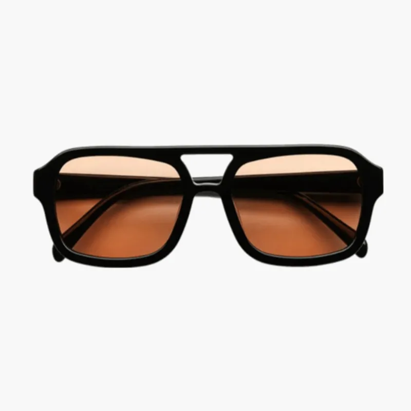 Vintage Pilot Sunglasses with Cinnamon Tinted Lenses - 100% UV Protection and Lightweight Acetate Frame