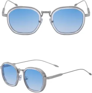 Vintage Punk Sunglasses for Men Luxury Steampunk Polygon Metal Frame Classic