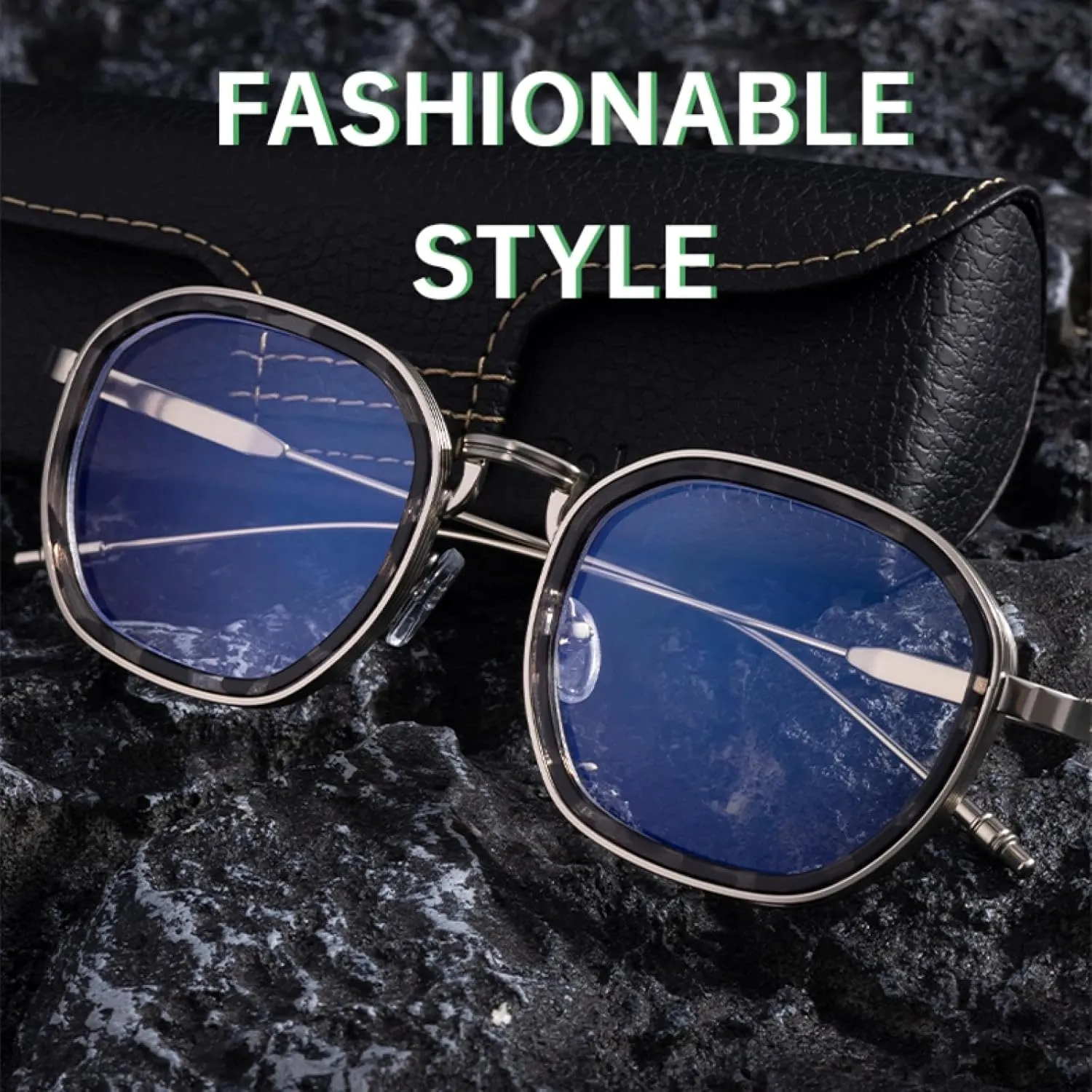 Vintage Punk Sunglasses for Men Luxury Steampunk Polygon Metal Frame Classic