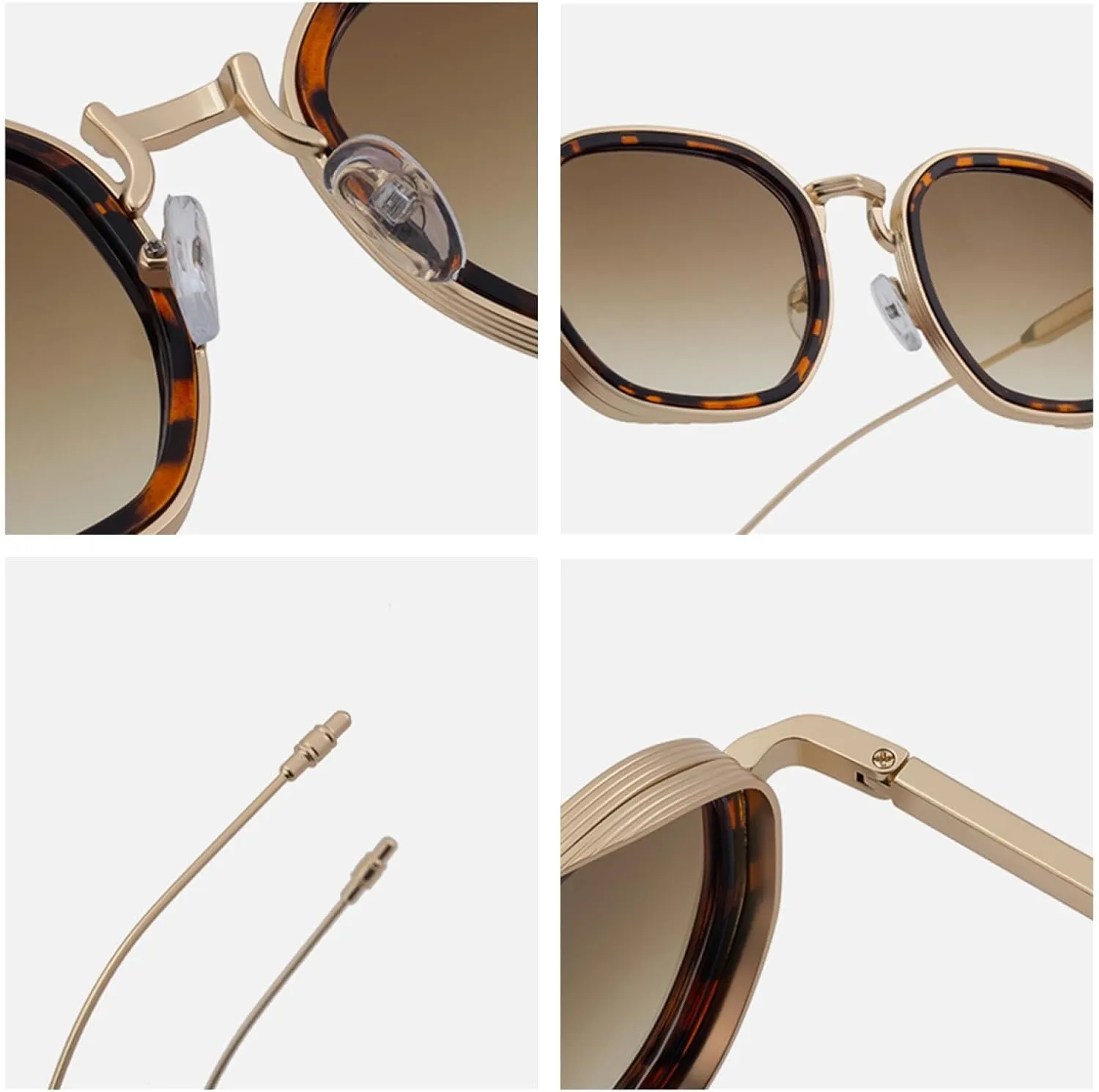 Vintage Punk Sunglasses for Men Luxury Steampunk Polygon Metal Frame Classic