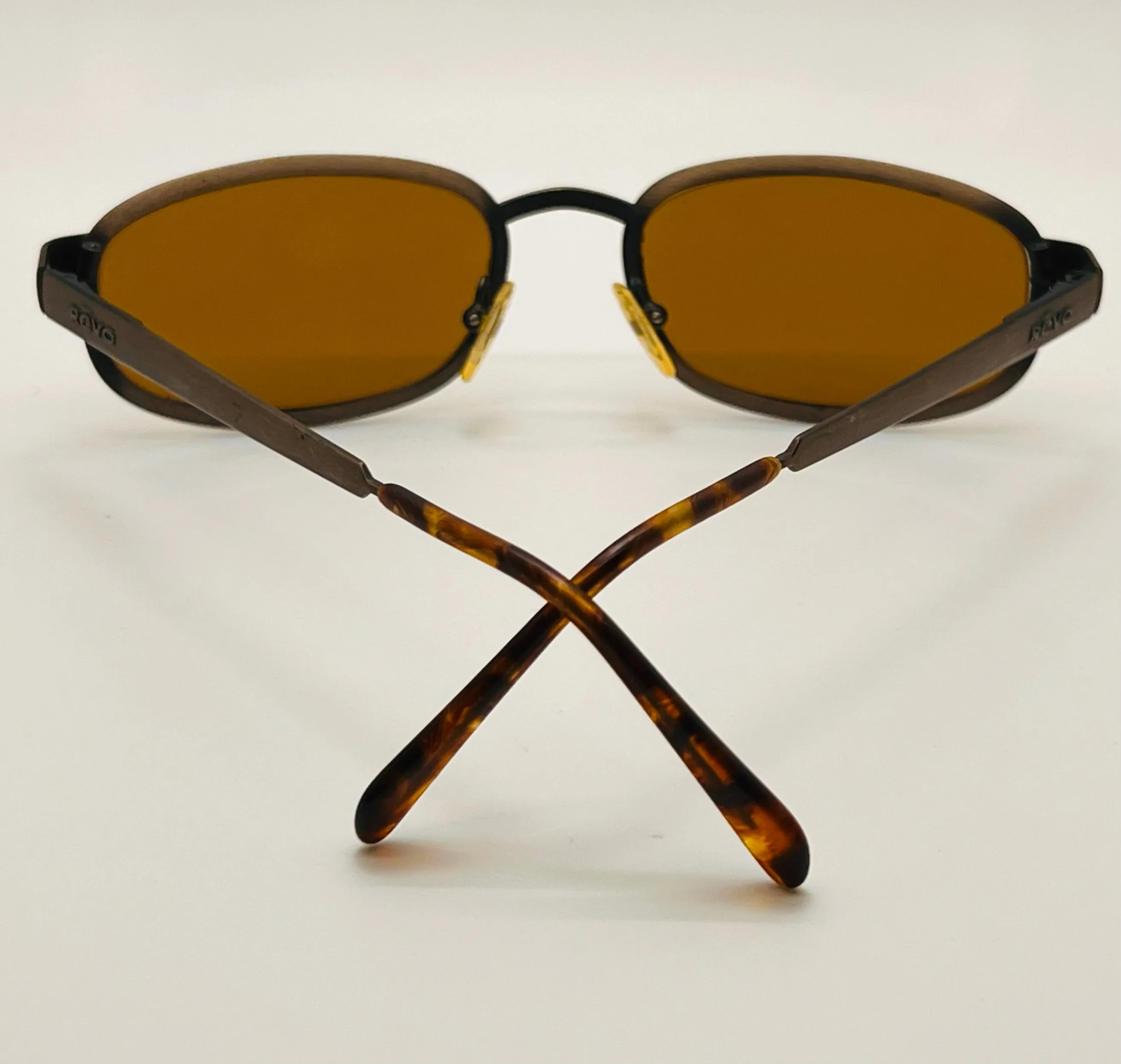 Vintage Revo 1416/058 City Rectangle Sunglasses - Antique Brushed Copper Frame with Purple Mirror Lenses