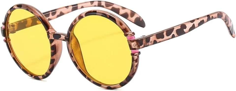 Vintage Round Frame Sunglasses Tinted Eyeglasses UV Resistant Eyewear(C4 Demi Tea,One Size)