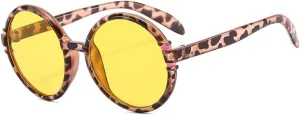 Vintage Round Frame Sunglasses Tinted Eyeglasses UV Resistant Eyewear(C4 Demi Tea,One Size)