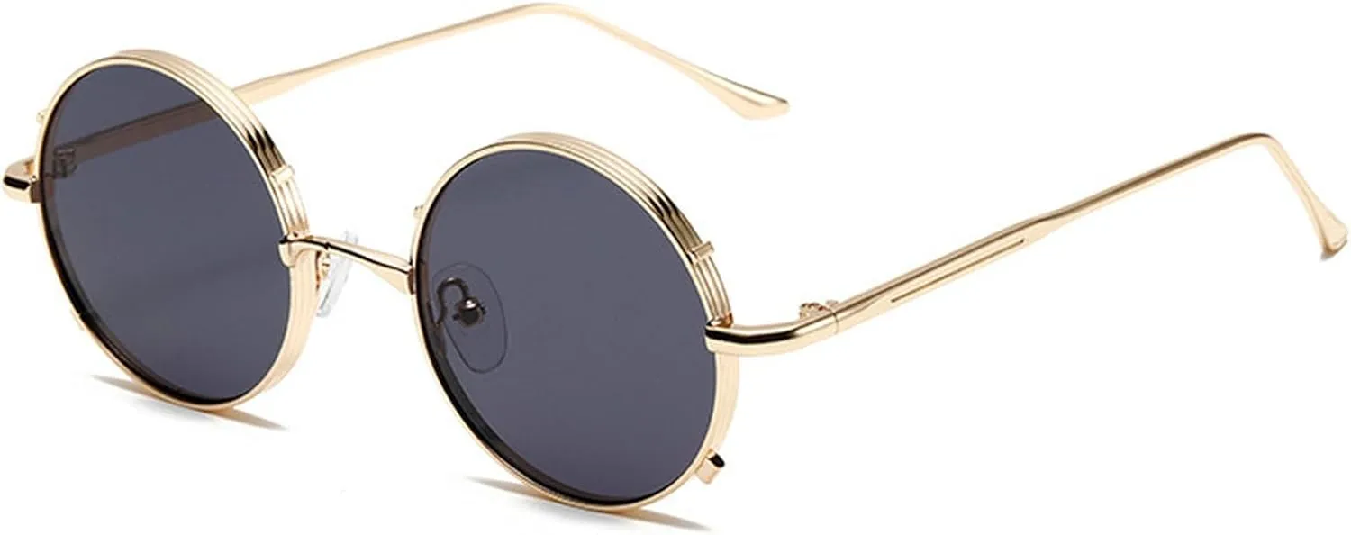 Vintage Round Sunglasses Men Women Luxury Small Frame Metal Punk Shades Fashion Eyewear For Male UV400 Protection