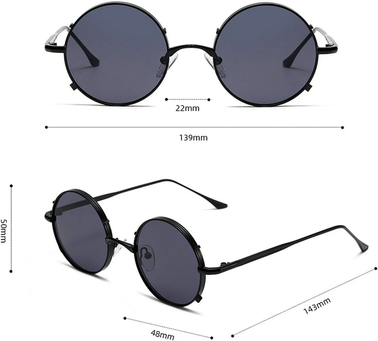 Vintage Round Sunglasses Men Women Luxury Small Frame Metal Punk Shades Fashion Eyewear For Male UV400 Protection