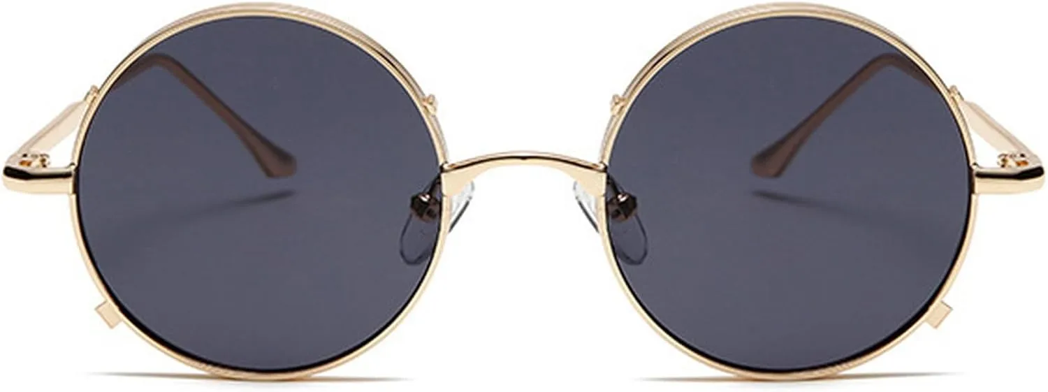 Vintage Round Sunglasses Men Women Luxury Small Frame Metal Punk Shades Fashion Eyewear For Male UV400 Protection