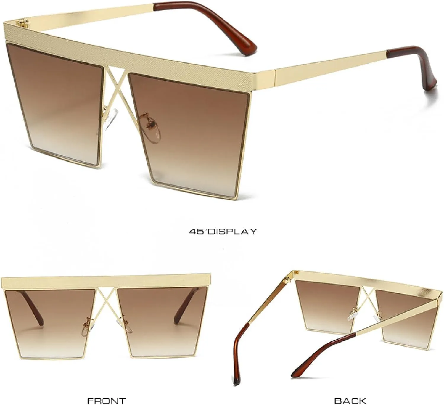 Vintage Siamese Sunglasses Men Women Alloy Rimless Oversized Sunglasses Retro Glasses Shades
