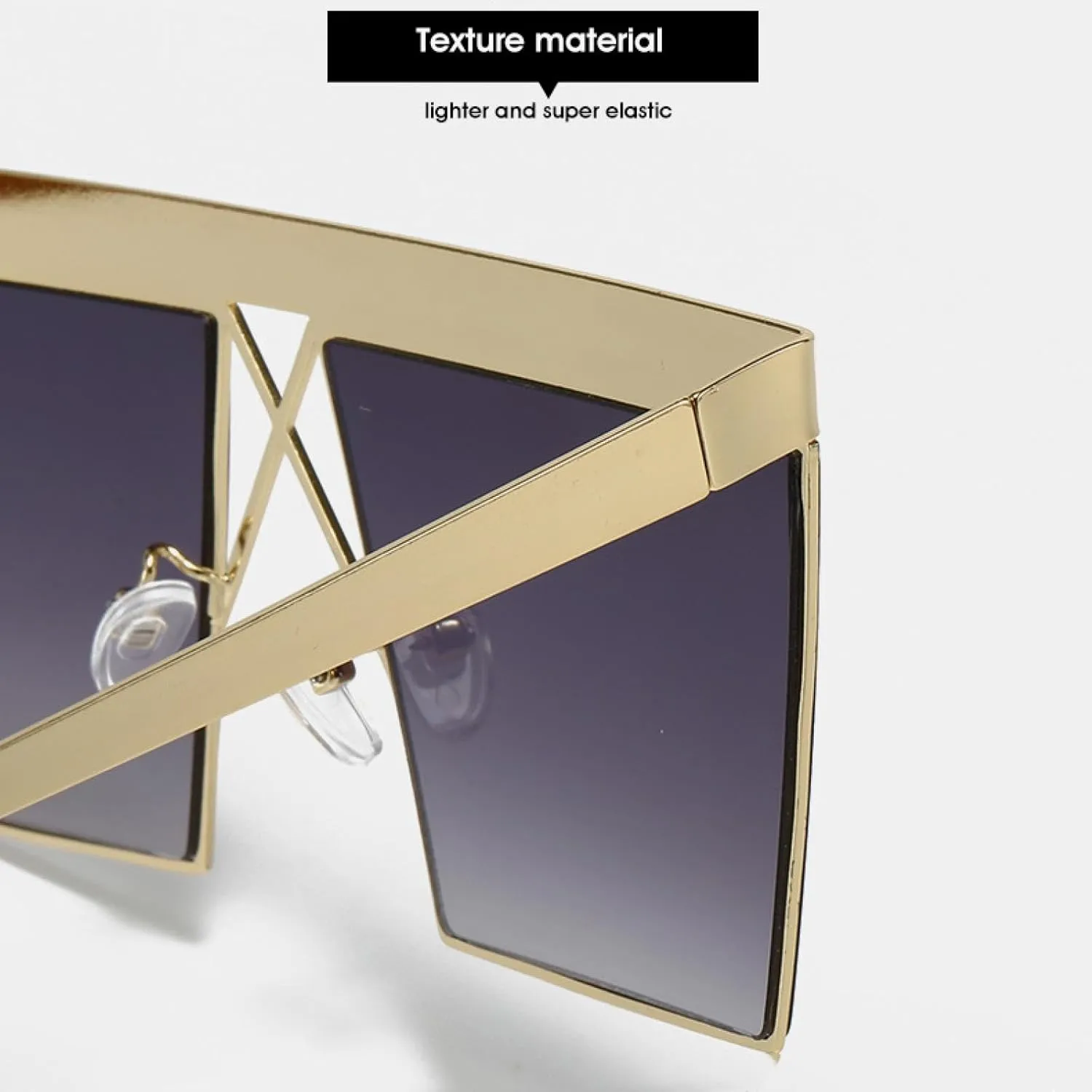 Vintage Siamese Sunglasses Men Women Alloy Rimless Oversized Sunglasses Retro Glasses Shades