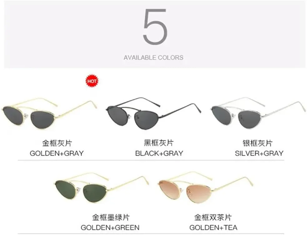 Vintage Small Cat Eye Sunglasses Women Oval Punk Sun Glasses Female Metal Frame Eyewear Shades