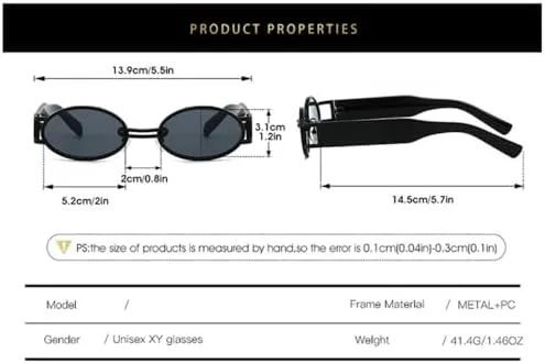 Vintage Small Oval Punk Sunglasses Women Men Steampunk Metal Frame Sun Glasses Shades For Beach Eyeglasses(C3)