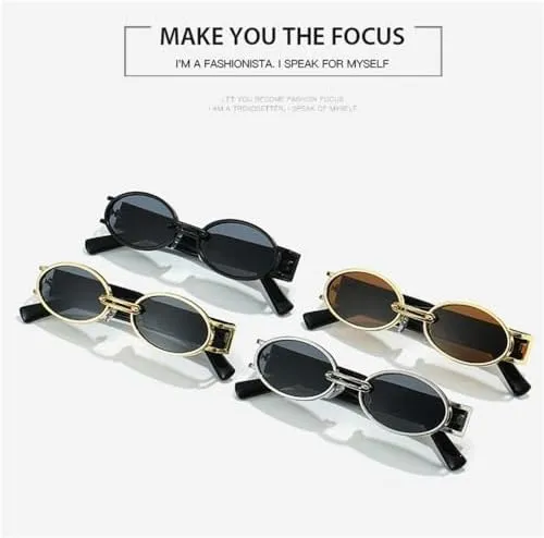 Vintage Small Oval Punk Sunglasses Women Men Steampunk Metal Frame Sun Glasses Shades For Beach Eyeglasses(C3)