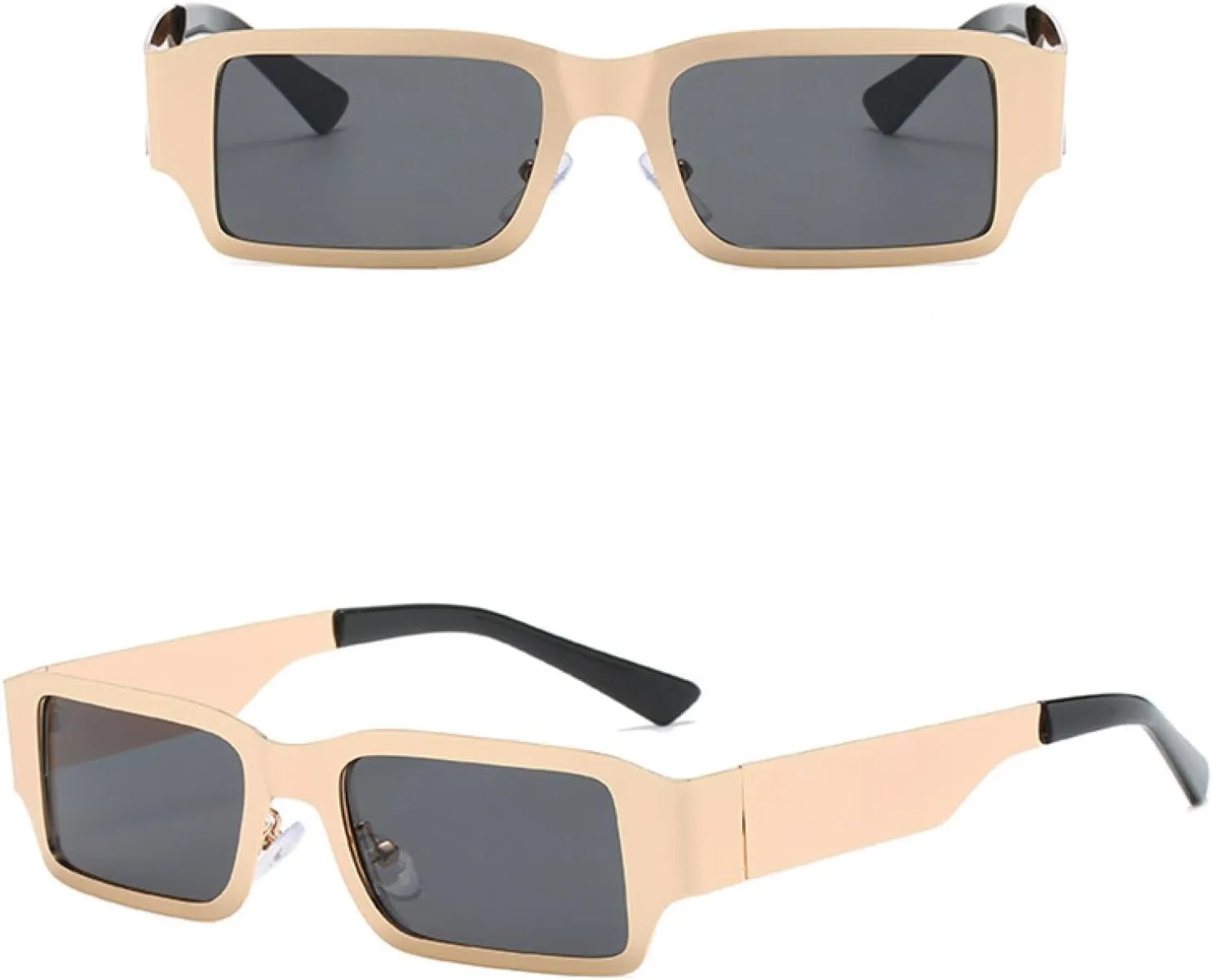 Vintage Small Rectangle Metal Frame Sunglasses Women and Men Fashion Trend Street Photography Sun Glasses Uv400