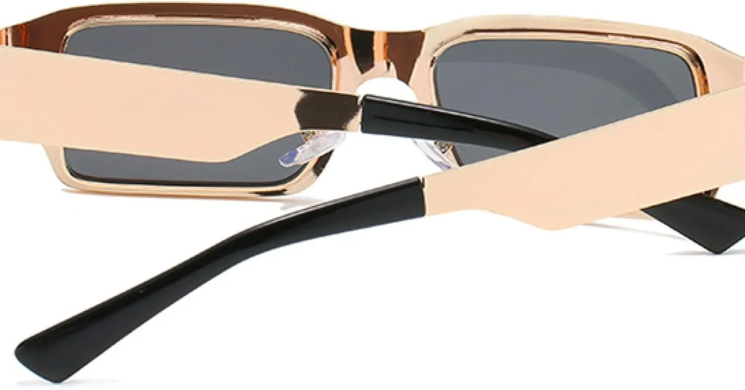 Vintage Small Rectangle Metal Frame Sunglasses Women and Men Fashion Trend Street Photography Sun Glasses Uv400