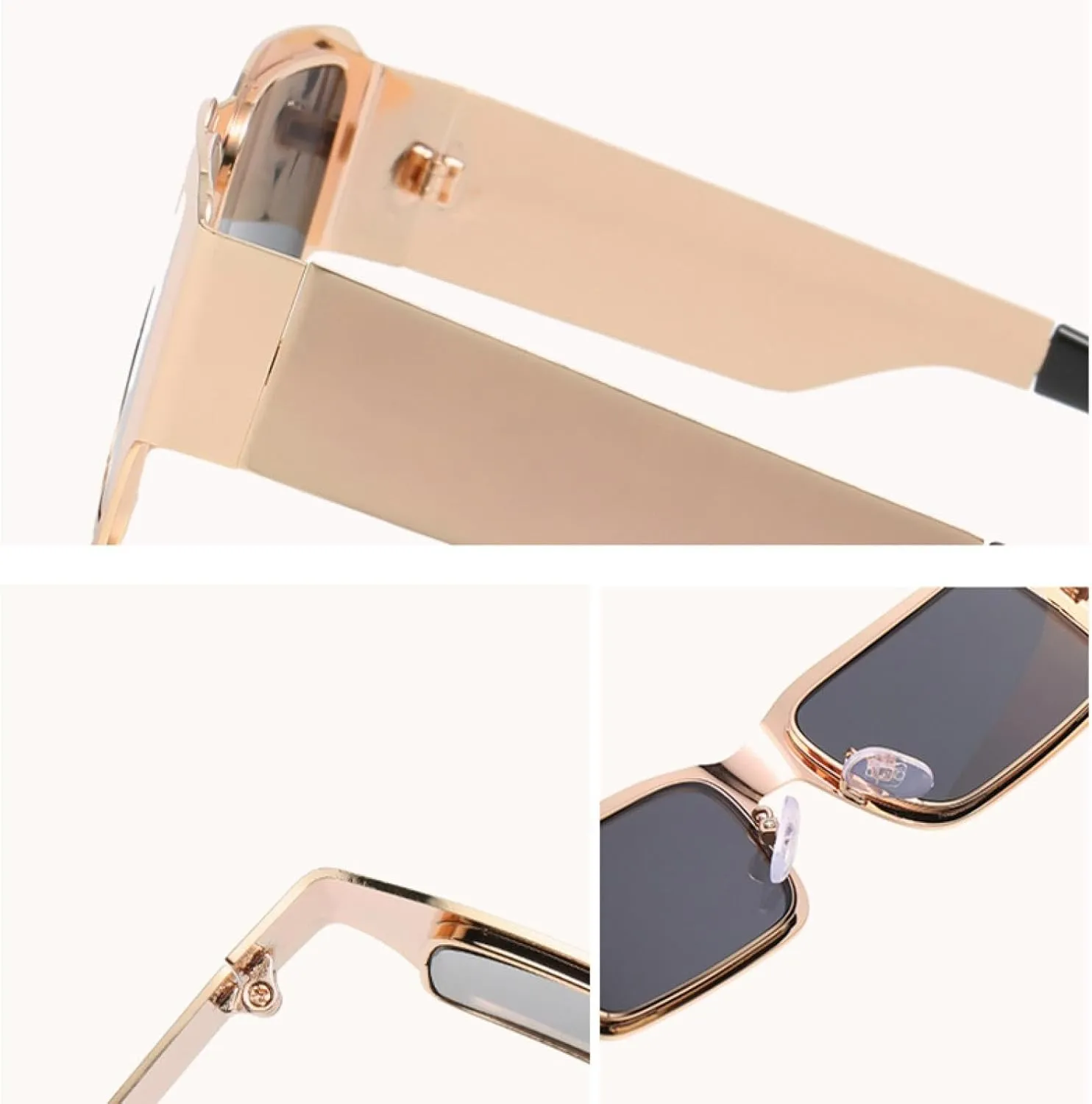 Vintage Small Rectangle Metal Frame Sunglasses Women and Men Fashion Trend Street Photography Sun Glasses Uv400