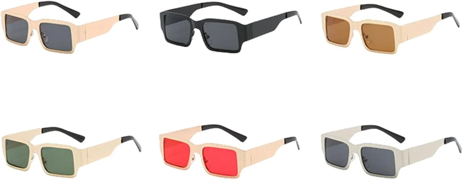 Vintage Small Rectangle Metal Frame Sunglasses Women and Men Fashion Trend Street Photography Sun Glasses Uv400