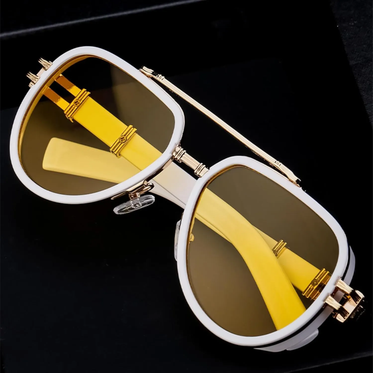 Vintage Steampunk Oval Sunglasses for Women Men Luxury Trendy Double Beam Metal Frame