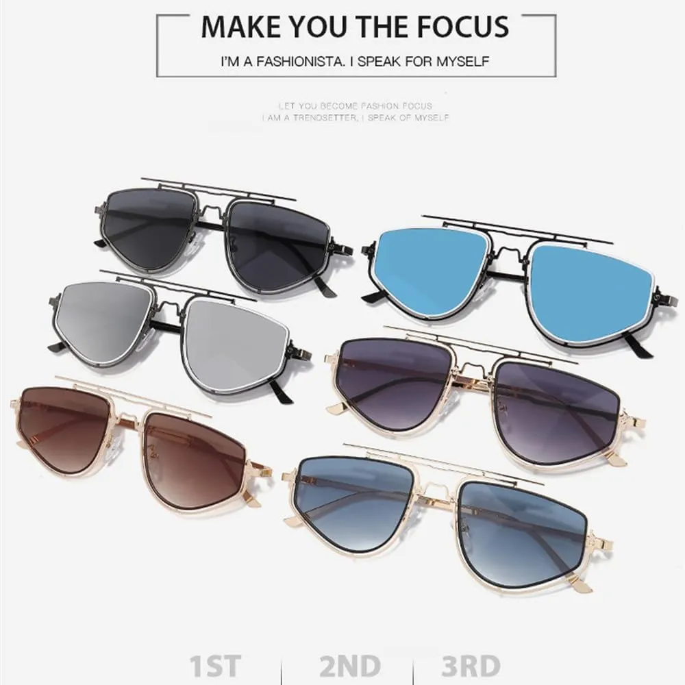 Vintage Steampunk Sunglasses Men Luxury Double Beam Metal Frame Shades Trendy Outdoor Driving Sun Glasses For Male