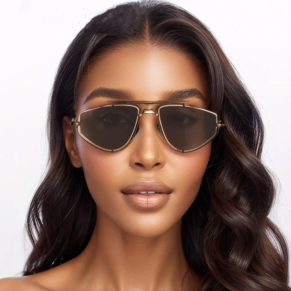 Vintage Steampunk Sunglasses Men Luxury Double Beam Metal Frame Shades Trendy Outdoor Driving Sun Glasses For Male