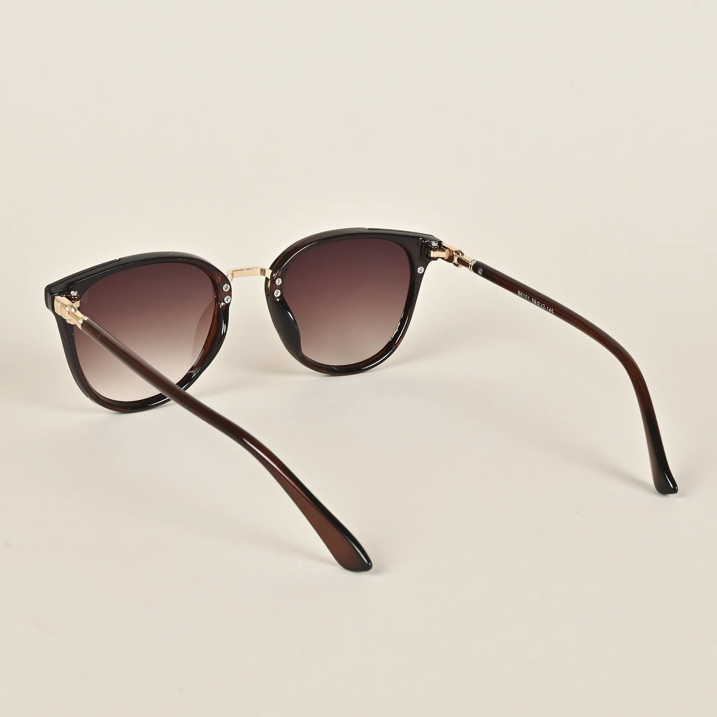 Voyage Women's Cateye UV Protection Non Polarization Sunglasses Brown Frame, Brown Lens (B6101)