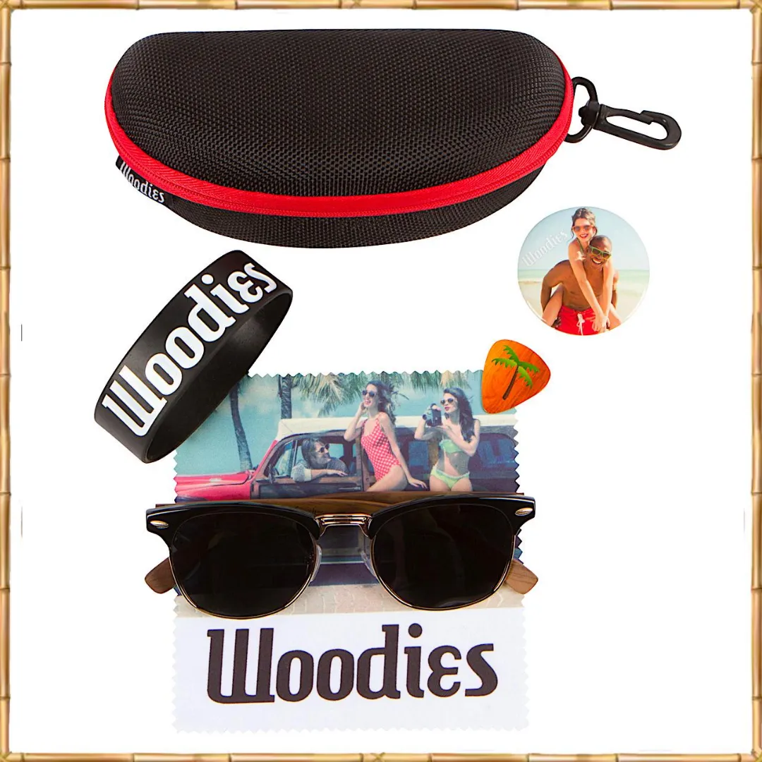 Walnut Wood Half-Rim Sunglasses with Polarized Lens