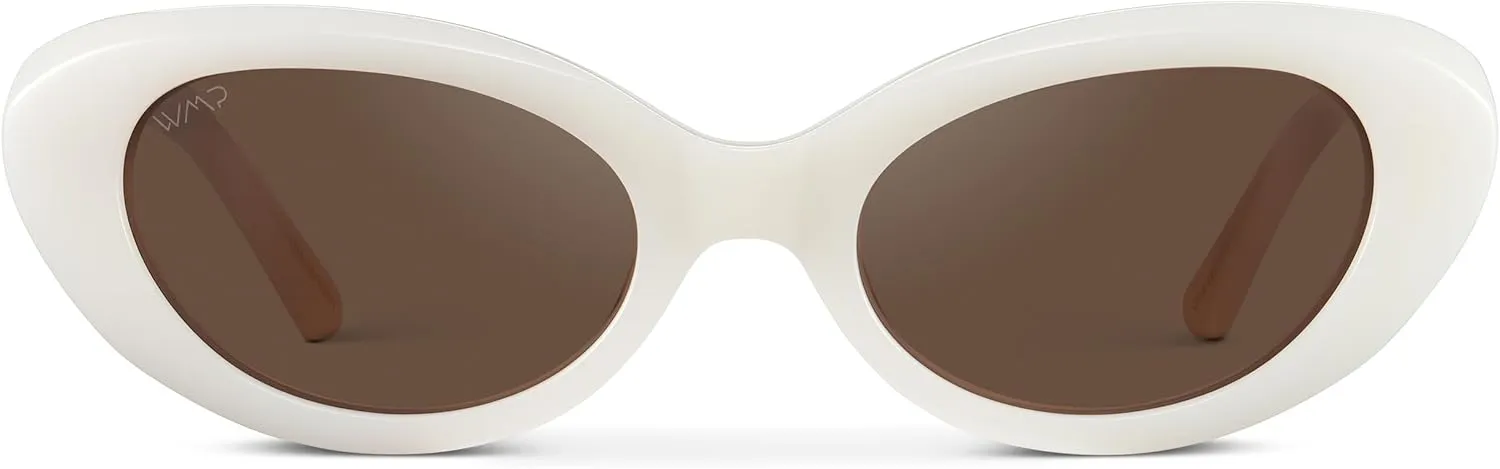 WearMe Pro - Women's Polarized Cat-Eye Sunglasses, Oval Lenses, Thick Rounded Frame, 5-Barrel Hinges, Hand-Polished Design