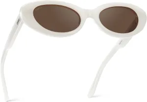 WearMe Pro - Women's Polarized Cat-Eye Sunglasses, Oval Lenses, Thick Rounded Frame, 5-Barrel Hinges, Hand-Polished Design