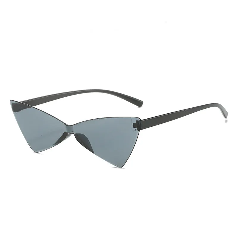 Wholesale of New Triangular Cat Eye Integrated Bow Shaped PC Sunglasses