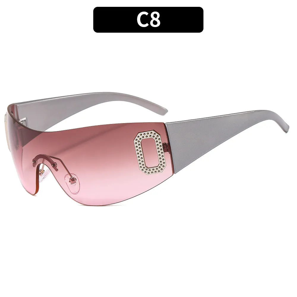 Wholesale PC Y2K Letter Integrated Sunvisor Sunglasses
