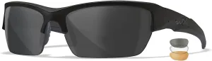 Wiley X WX Valor Tactical Sunglasses, Safety Glasses Shatterproof UV Eye Protection for Combat Shooting Matte Black Frames, Grey, Clear, and Light Rust Tinted Lenses, Ballistic Rated