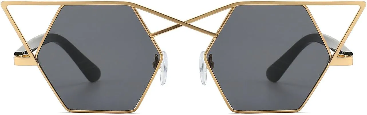 willochra Vintage Metal Cat Eye Sunglasses Women Retro punk Frame triangle Female Trendy Eyewear Shades for Lady F27