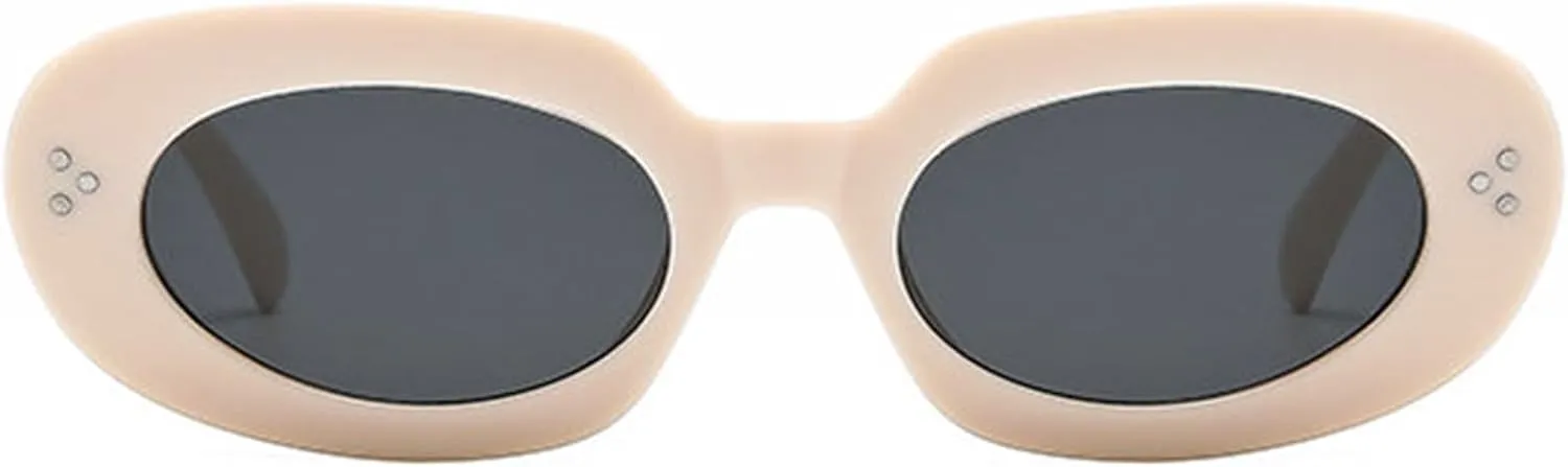 willochra Vintage Rivets Sunglasses Women 90s Classic Sun Glasses Female Popular Shades Fashion Gradient Oval Sunglasse