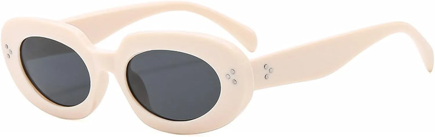 willochra Vintage Rivets Sunglasses Women 90s Classic Sun Glasses Female Popular Shades Fashion Gradient Oval Sunglasse