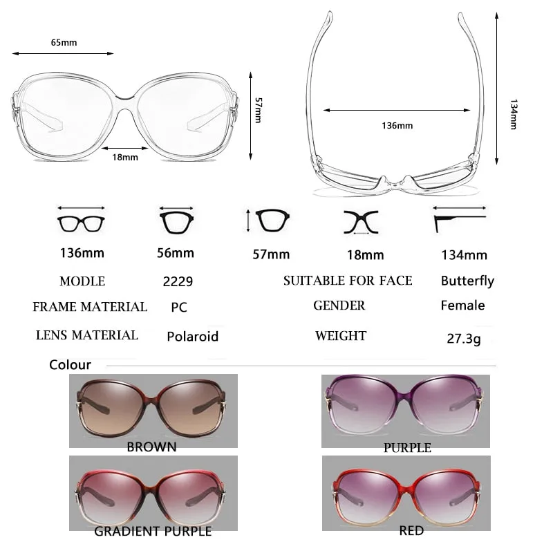 Women's Butterfly Style Polarized UV400 Mirror Driving Travel Sunglasses