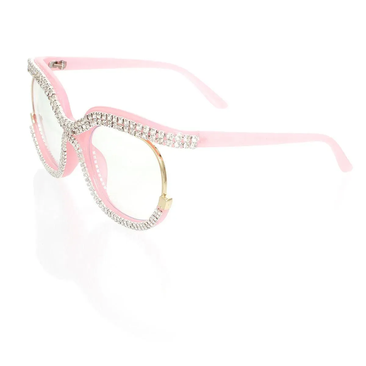 Women's Fashion Pink Plastic Eyeglasses with Rhinestones Await