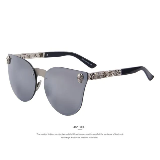 Women's Gothic Style Skull Frame Metal Sunglasses with UV400 Lenses