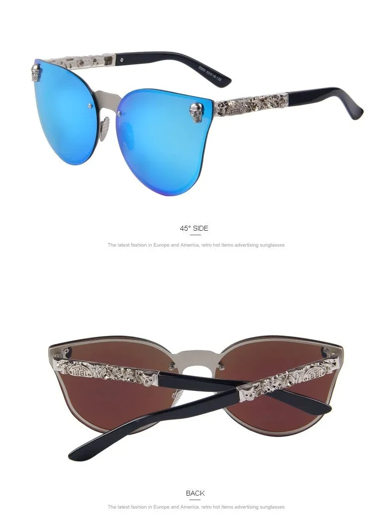 Women's Gothic Style Skull Frame Metal Sunglasses with UV400 Lenses