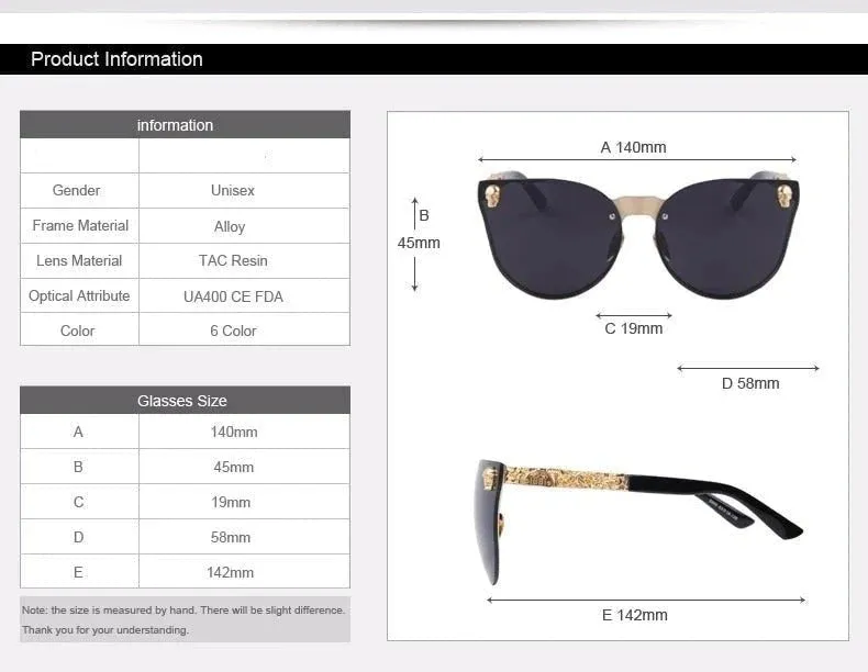 Women's Gothic Style Skull Frame Metal Sunglasses with UV400 Lenses