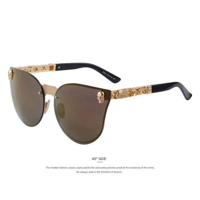 Women's Gothic Style Skull Frame Metal Sunglasses with UV400 Lenses