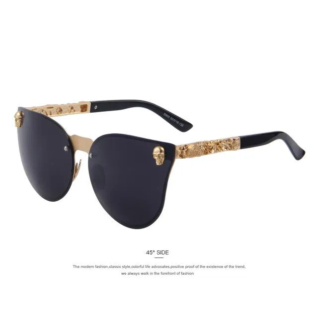 Women's Gothic Style Skull Frame Metal Sunglasses with UV400 Lenses